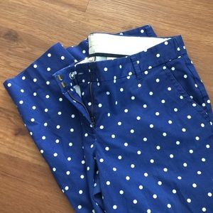 J.Crew crop navy polka dot pants size 10